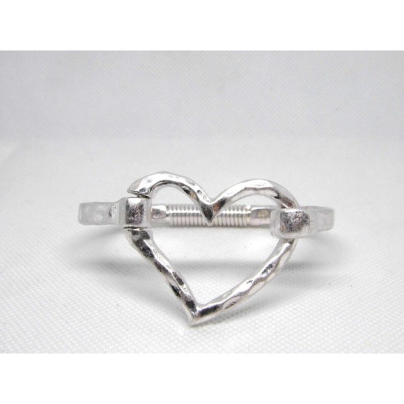 Heart Hammered Bangle Bracelet - Picture 2 of 9